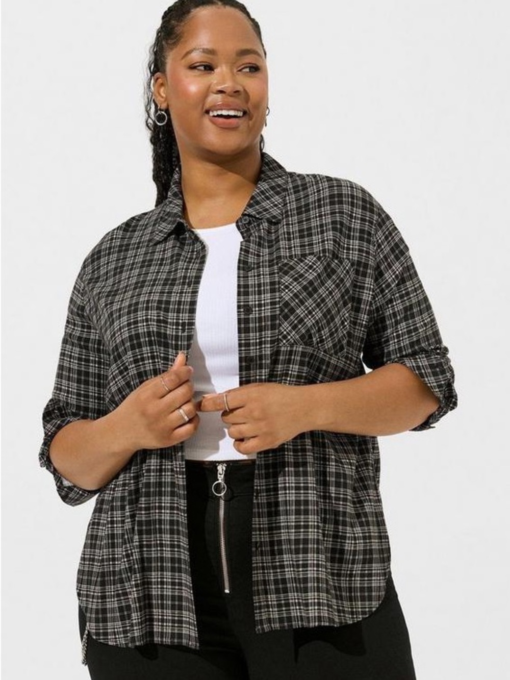 Torrid plus size drop shoulder button front shirt size 3X